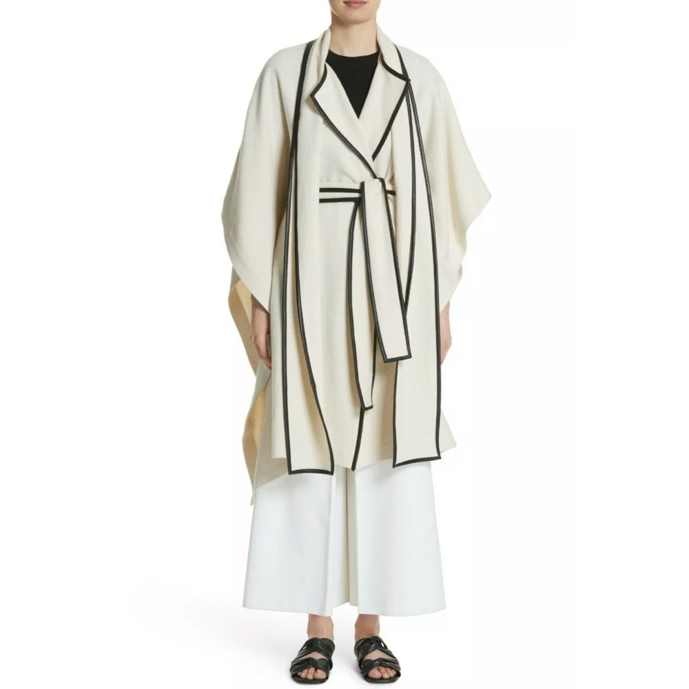 ROSETTA GETTY Cotton Wool Leather Scarf Cape Topper Coat Jacket S,M,L - Picture 4 of 13
